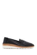 Women's Black Leather Comfort Loafer | Derimod