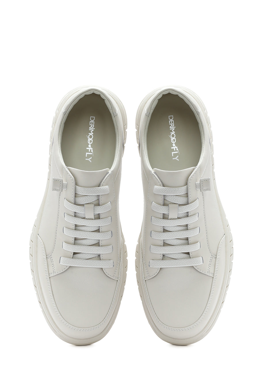 
Men's White Lace-Up Leather Casual Shoes

