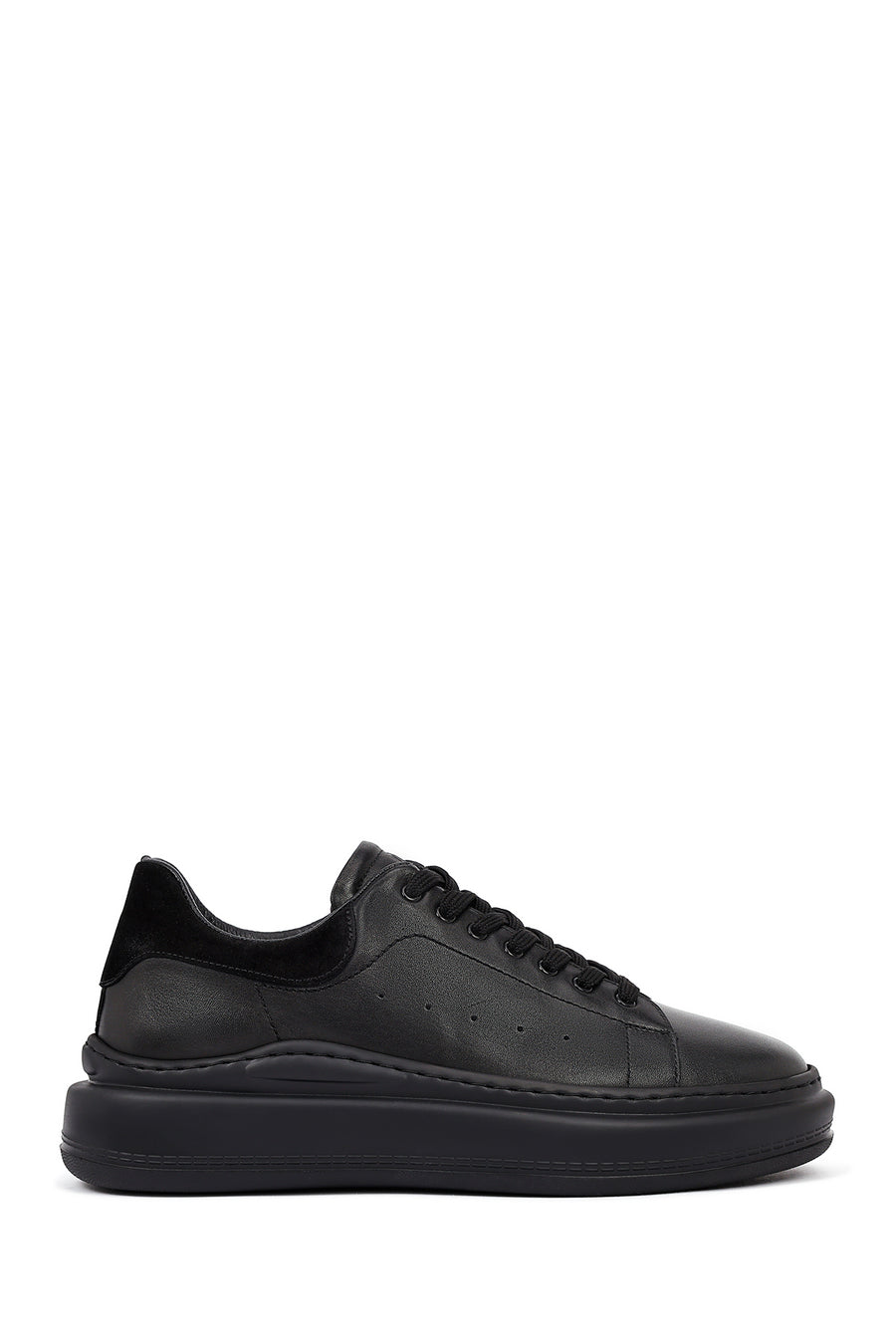 Erkek Siyah Bağcıklı Kalın Tabanlı Deri Sneaker 25WFD642518 | Derimod