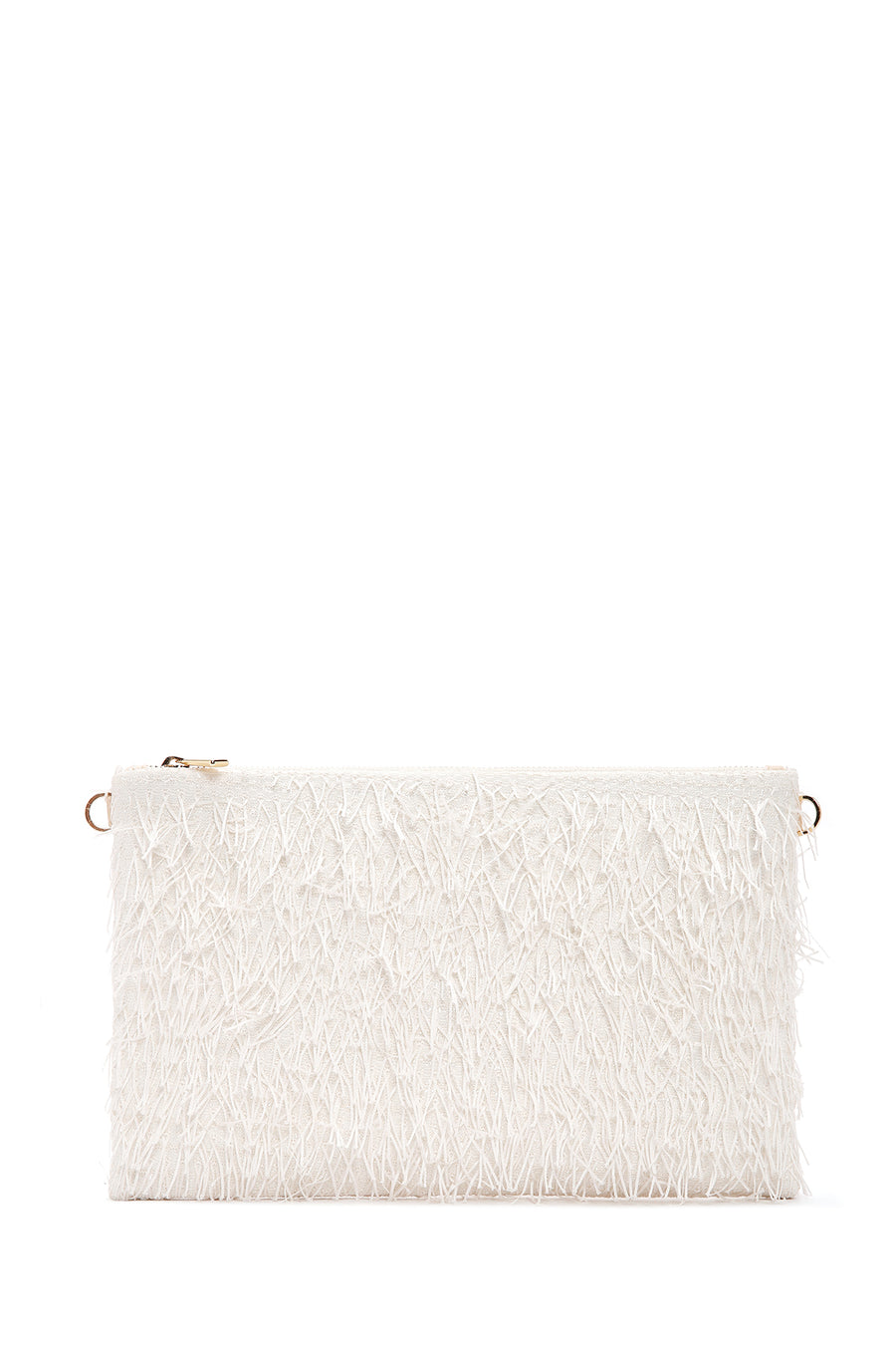 Women's White Long Chain Strap Clutch Bag