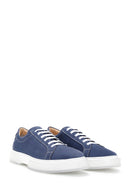 Men's Navy Blue Nubuck Leather Sneaker | Derimod