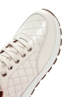 Women's Beige Leather Quilted Sneaker | Derimod