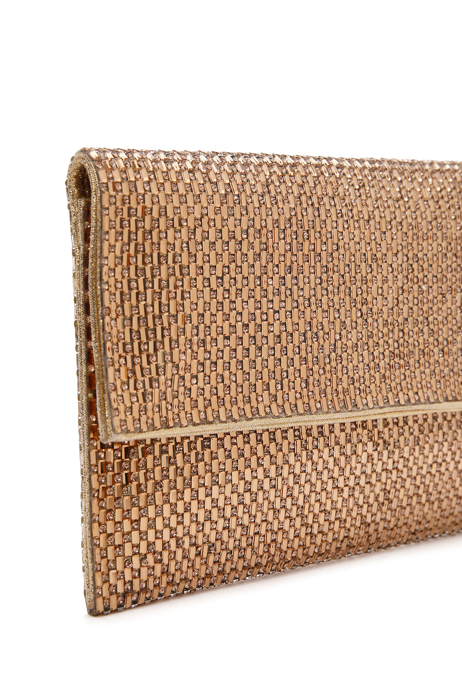 Women's Gold Long Chain Strap Stone Evening Clutch Bag