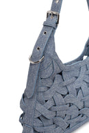 Woman Jean Blue Knitted Shoulder Bag | Derimod