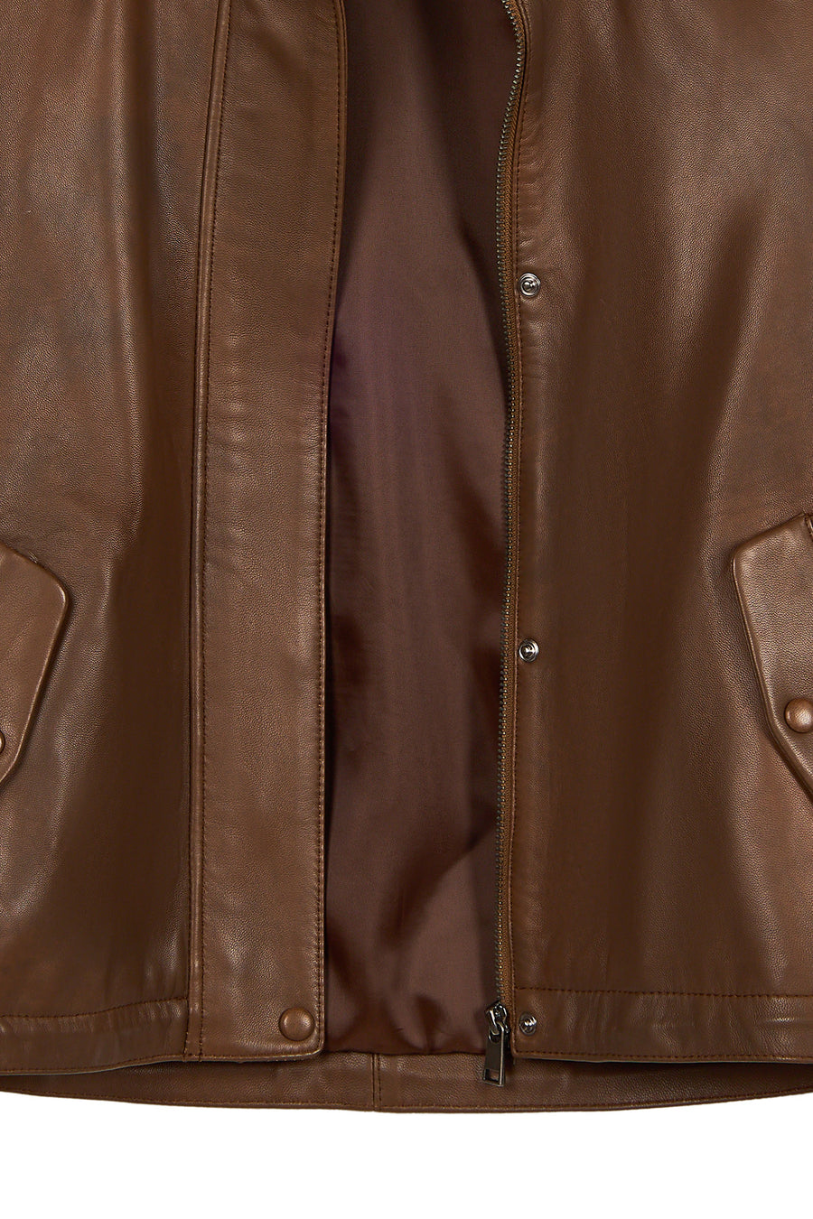 Vera Woman Brown Oversize Leather Jacket