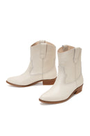 Women's Beige Leather Cowboy Boots | Derimod