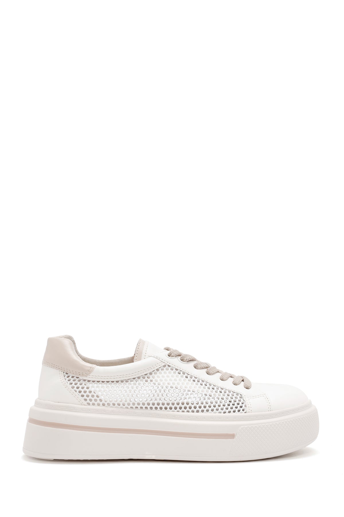 Women's Cream Lace-Up Sneakers 24SFE485514 | Derimod