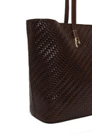 Woman Brown Long-Strap Braided Shoulder Bag | Derimod