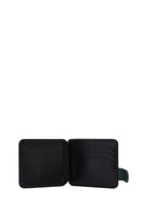 Men's Black Green Leather Card Holder | Derimod