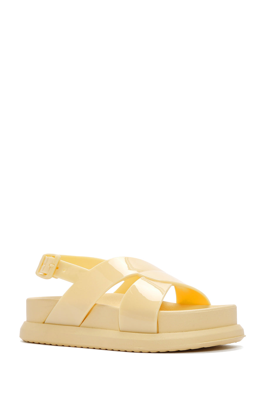 Women's Yellow Ankle Strap Thick Soled Jelly Sandals