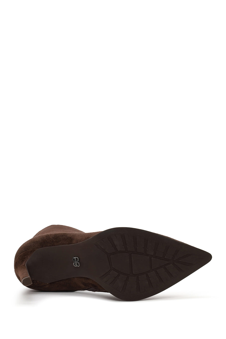 Woman Brown Zip Closure High Thin Heeled Suede Boots