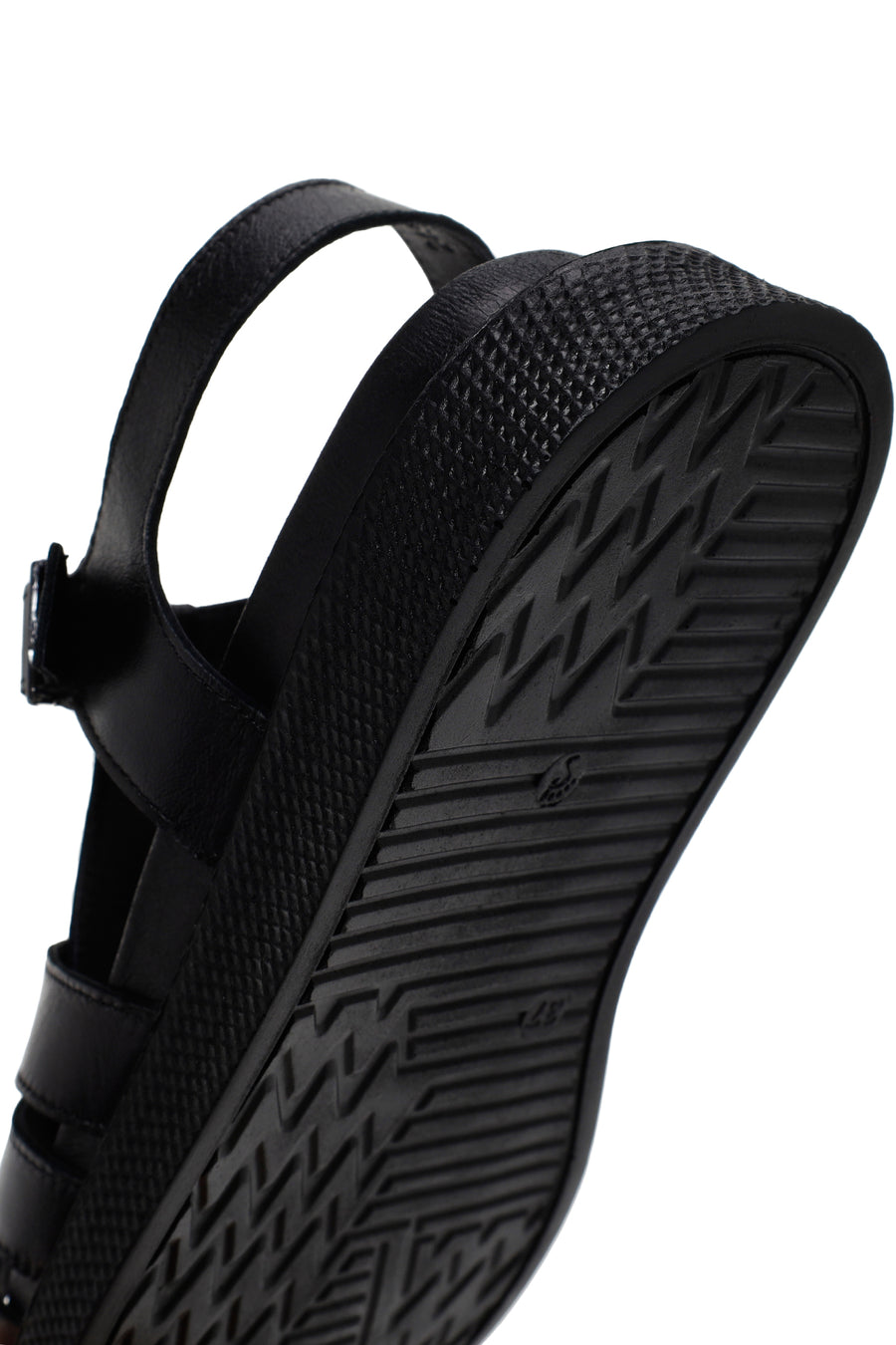 Kadın Siyah Bantlı Deri Comfort Sandalet