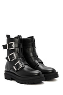 Women's Black Zippered Leather Boots | Derimod