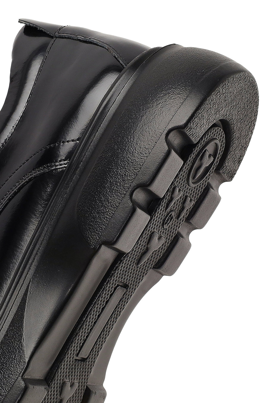 Male Black Lace-Up Thick-Soled Leather Casual Shoes