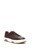 Men's Brown Lace-up Thick-Sole Leather Sneaker | Derimod