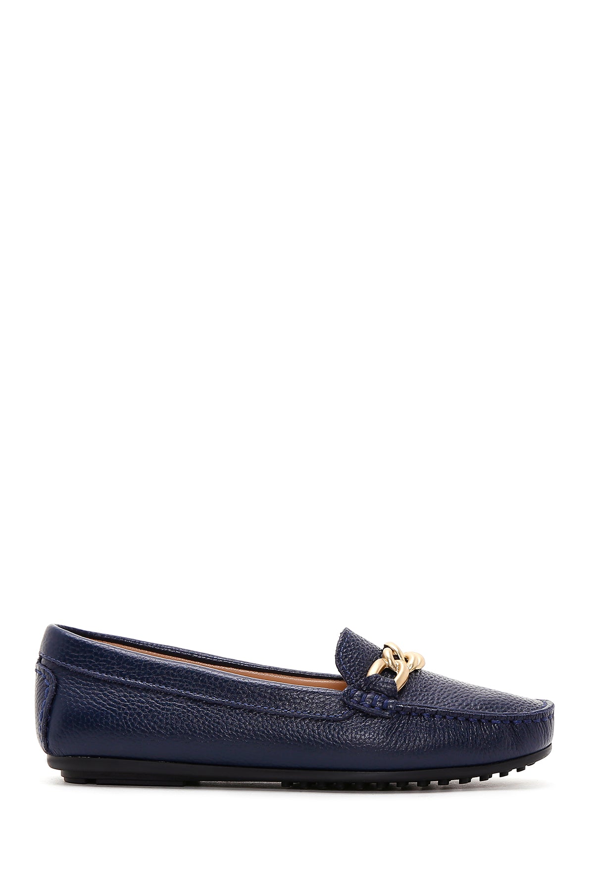 Women's Navy Blue Leather Buckle Loafer 23SFD2909FT | Derimod