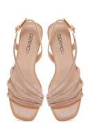 Women's Beige Stone Evening Dress Thin Heel Sandals | Derimod