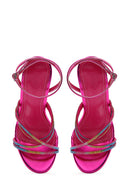 Kadın Pembe Bilekten Bantlı Taşlı Topuklu Sandalet | Derimod