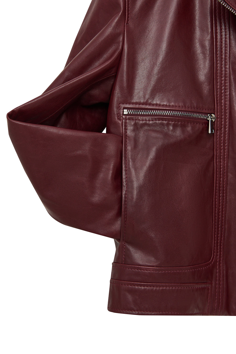 Paloma Women's Burgundy Short Oversize Biker Leather Jacket