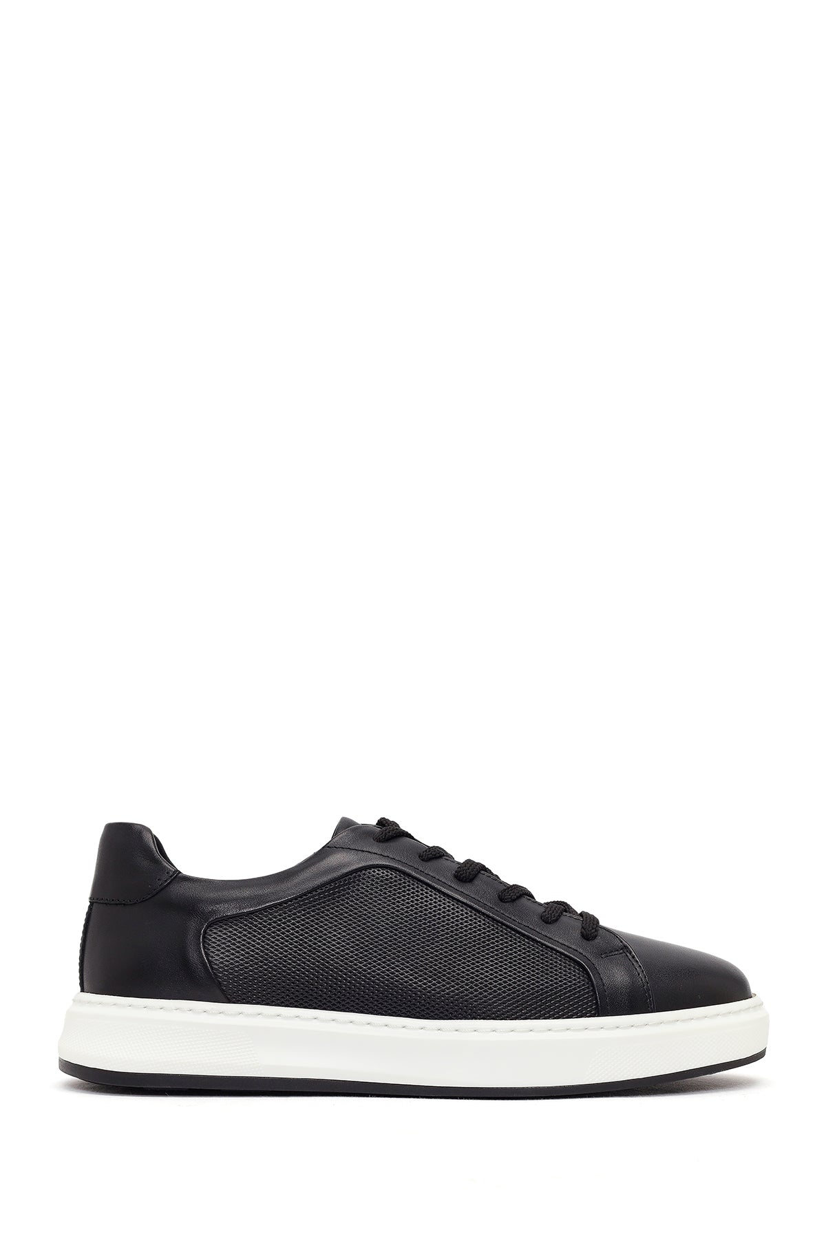 Erkek Siyah Bağcıklı Deri Sneaker 26SFD688018 | Derimod