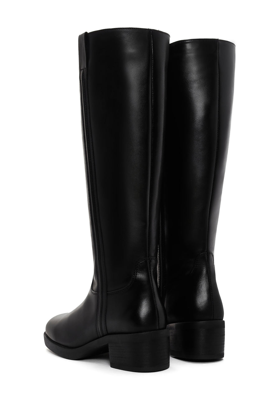 Women's Black Zippered Leather Boots
