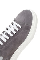 Men's Gray Thick Soled Suede Leather Sneaker | Derimod