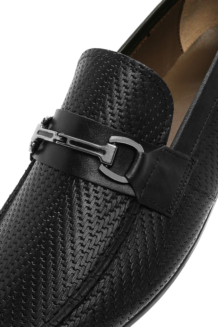Men's Black Printed Leather Casual Loafer