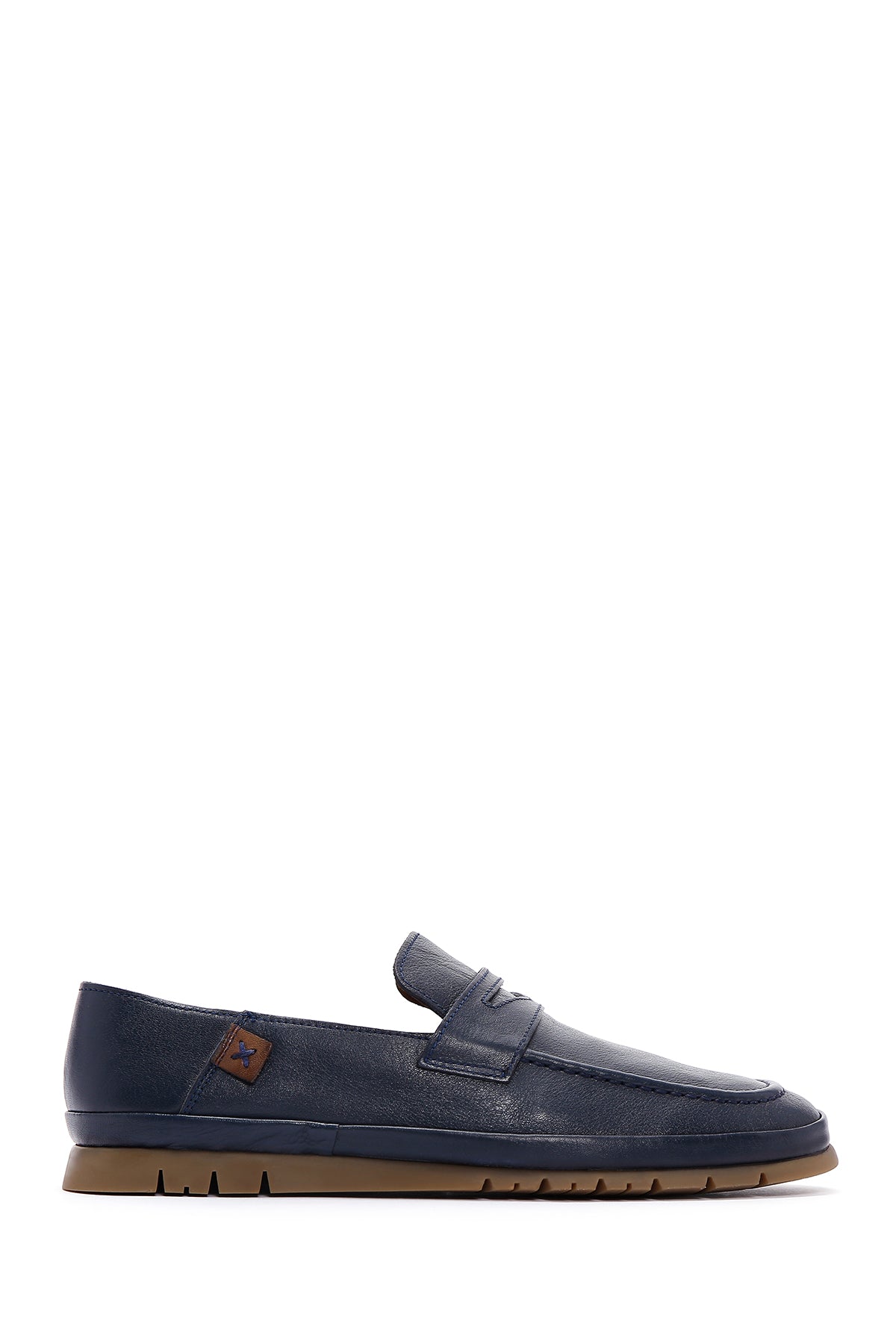 Men's Navy Blue Leather Casual Loafer 23SFD686218 | Derimod