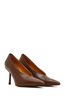 Women's Brown Thin Heeled Leather Stiletto | Derimod