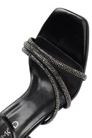 Women's Black Ankle Strap Stone Thin Heel Sandals | Derimod