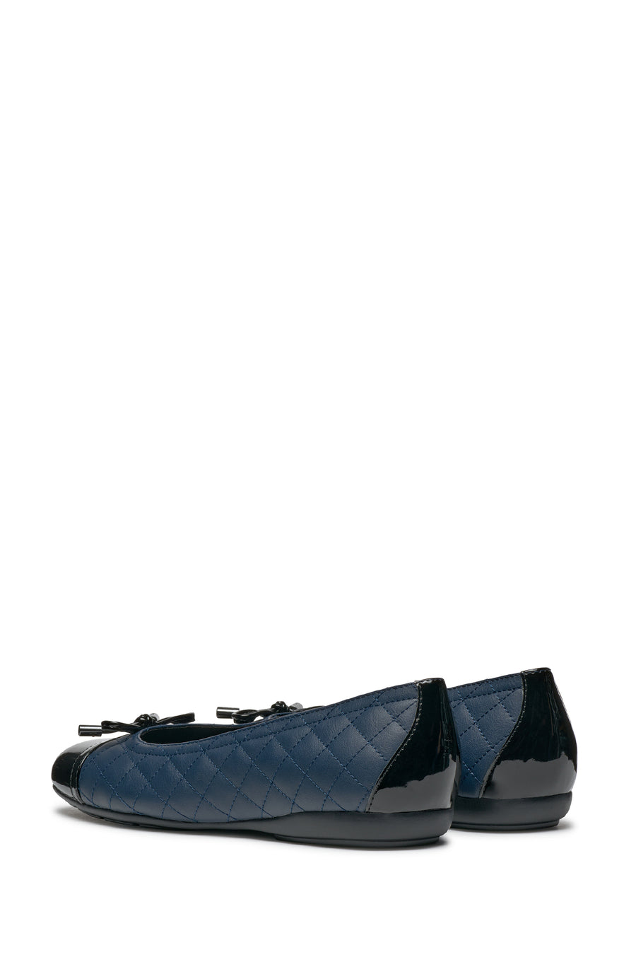 Geox Women's Navy Blue Annytah Quilted Patterned Leather Ballerinas