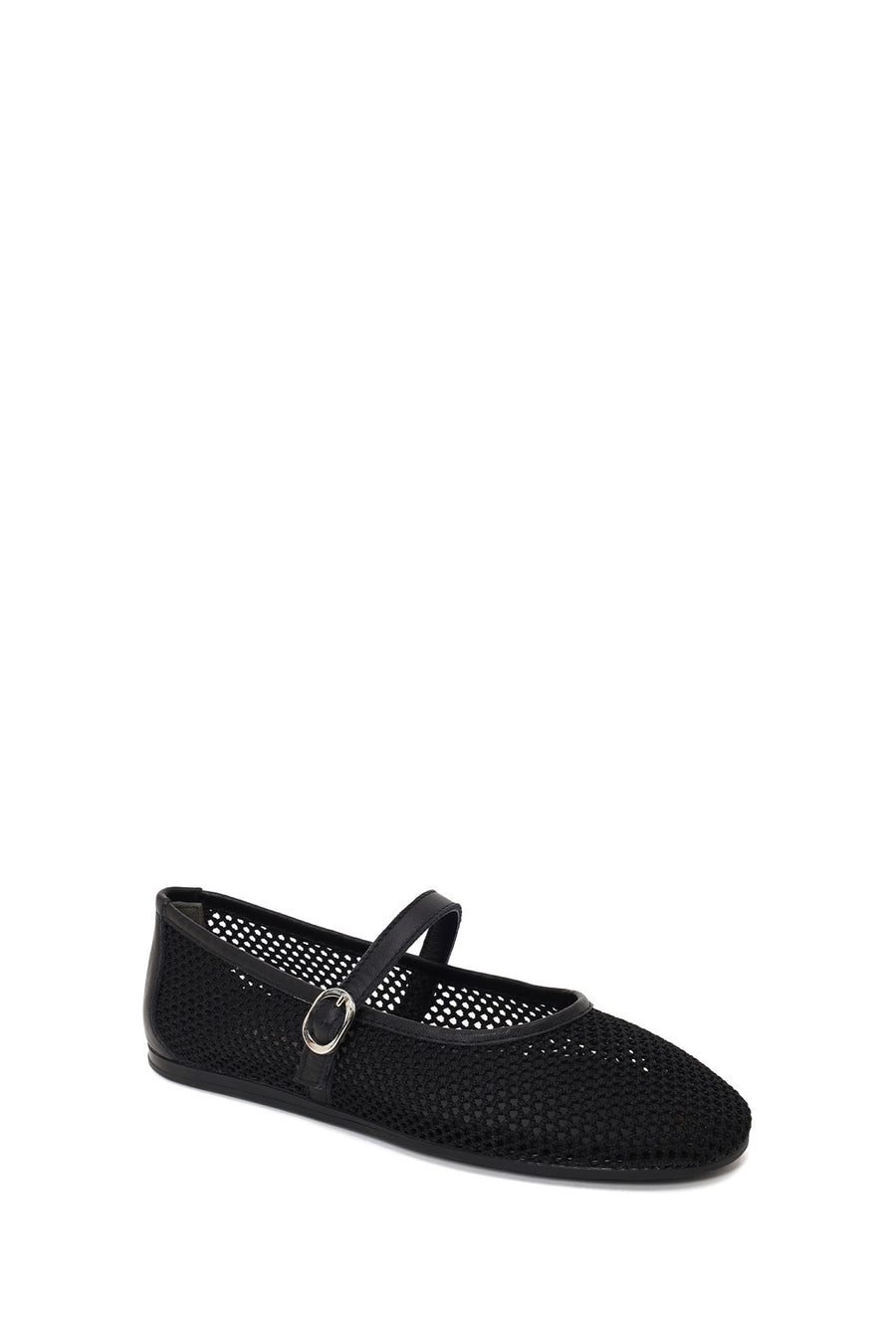 Woman Black Buckled Mesh Ballerine flats