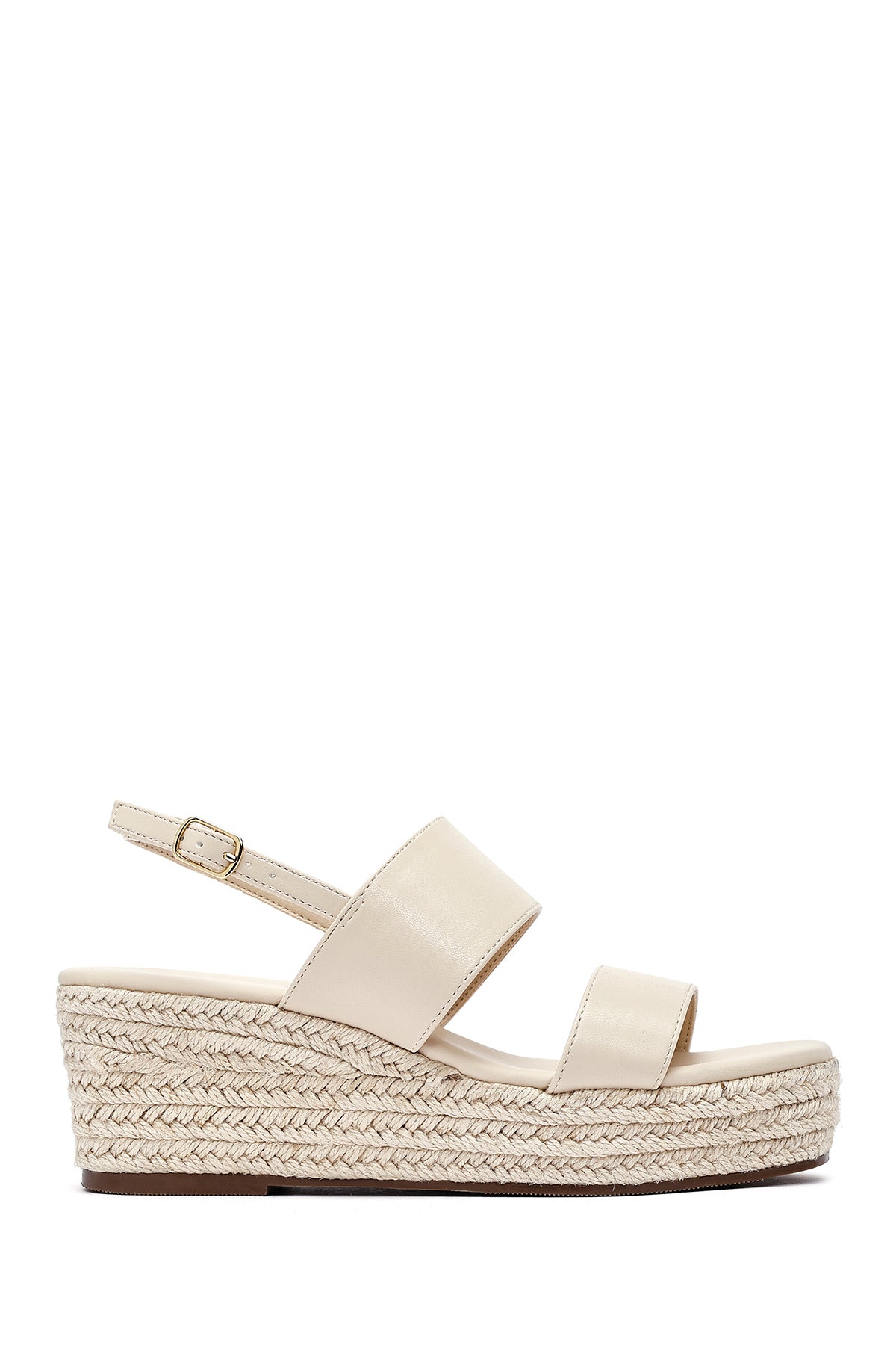 Women's Beige Ankle Buckle Wedge Heel Espadrille Sandals 25SFE482118 | Derimod