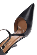 Women's Black Leather Thin Heeled Shoes | Derimod