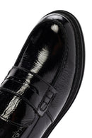 Women's Black Patent Leather Masculine Loafer | Derimod