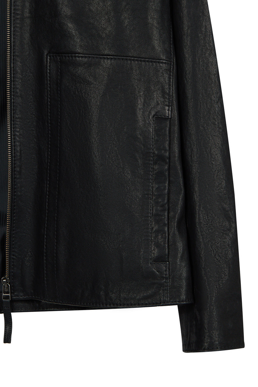 Endrick Male Black Slim-Fit Leather Jacket