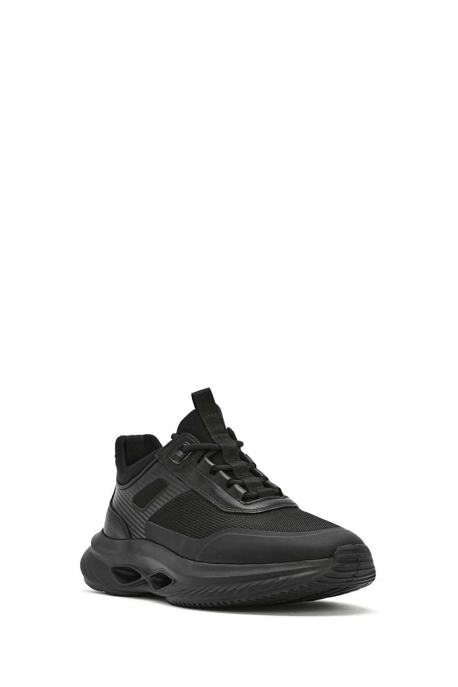 Erkek Siyah Kalın Tabanlı Bağcıklı Kumaş Sneaker