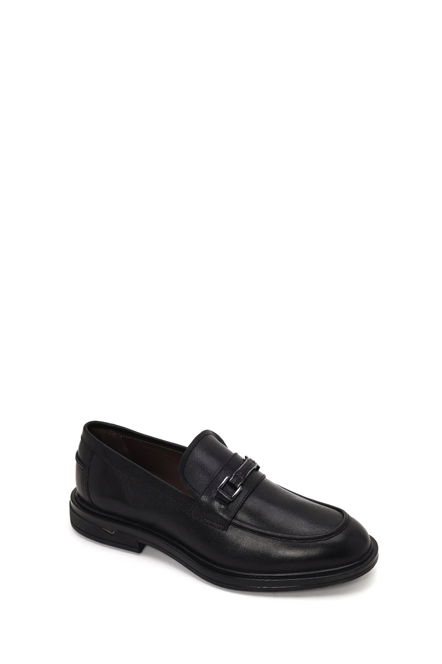 Erkek Siyah Tokalı Deri Klasik Loafer