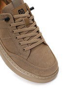 Derimod Zero Male Beige Lace-Up Thick-Soled Fabric Sneaker | Derimod