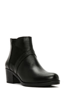 Women's Black Thick Heeled Zippered Leather Boots | Derimod