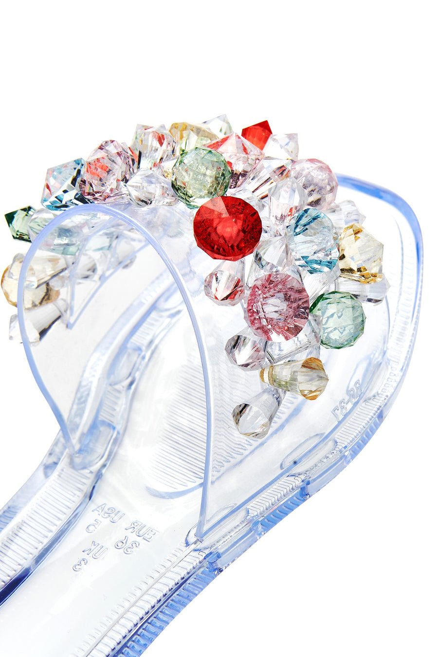 Women's White Jelly Transparent Stone Flat Slippers
