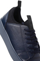 Men's Navy Blue Leather Sneaker | Derimod