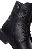 Men's Black Leather Boots Flat Boots | Derimod