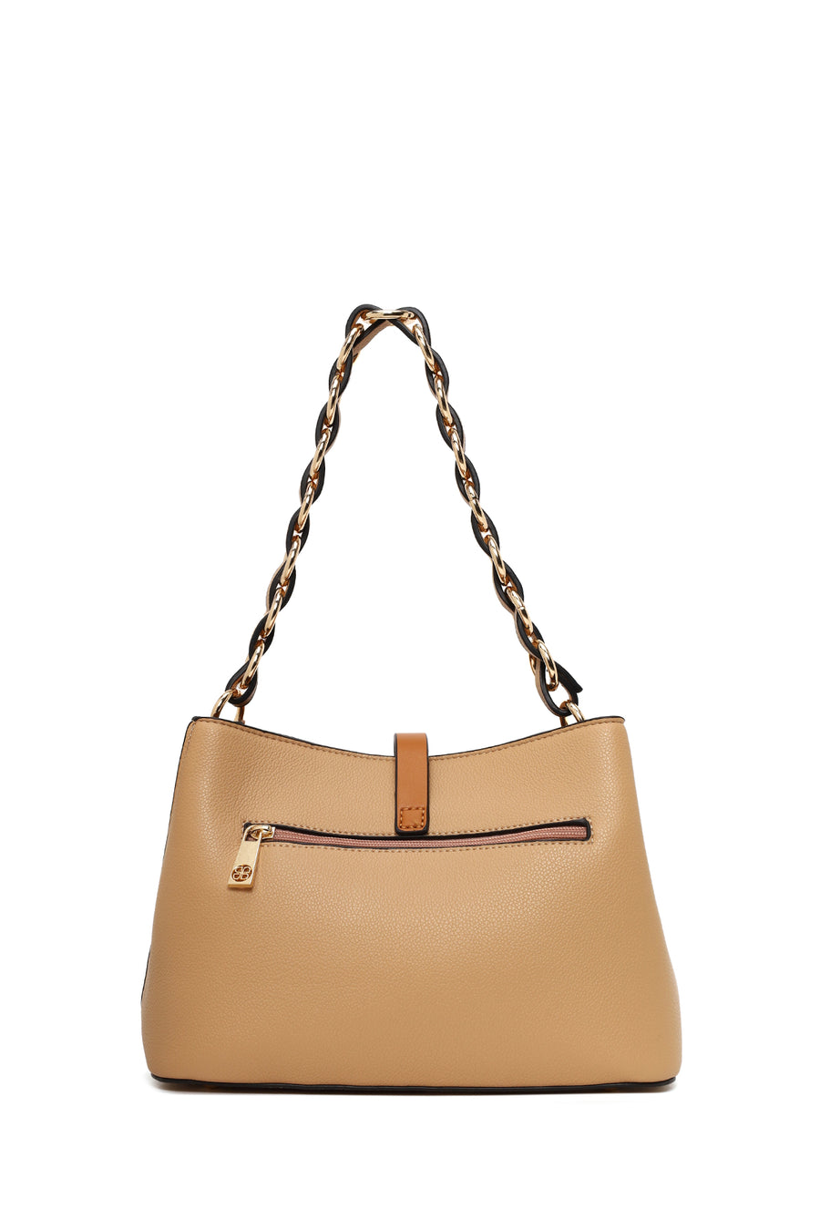 Woman Beige Long-Strap Shoulder Bag