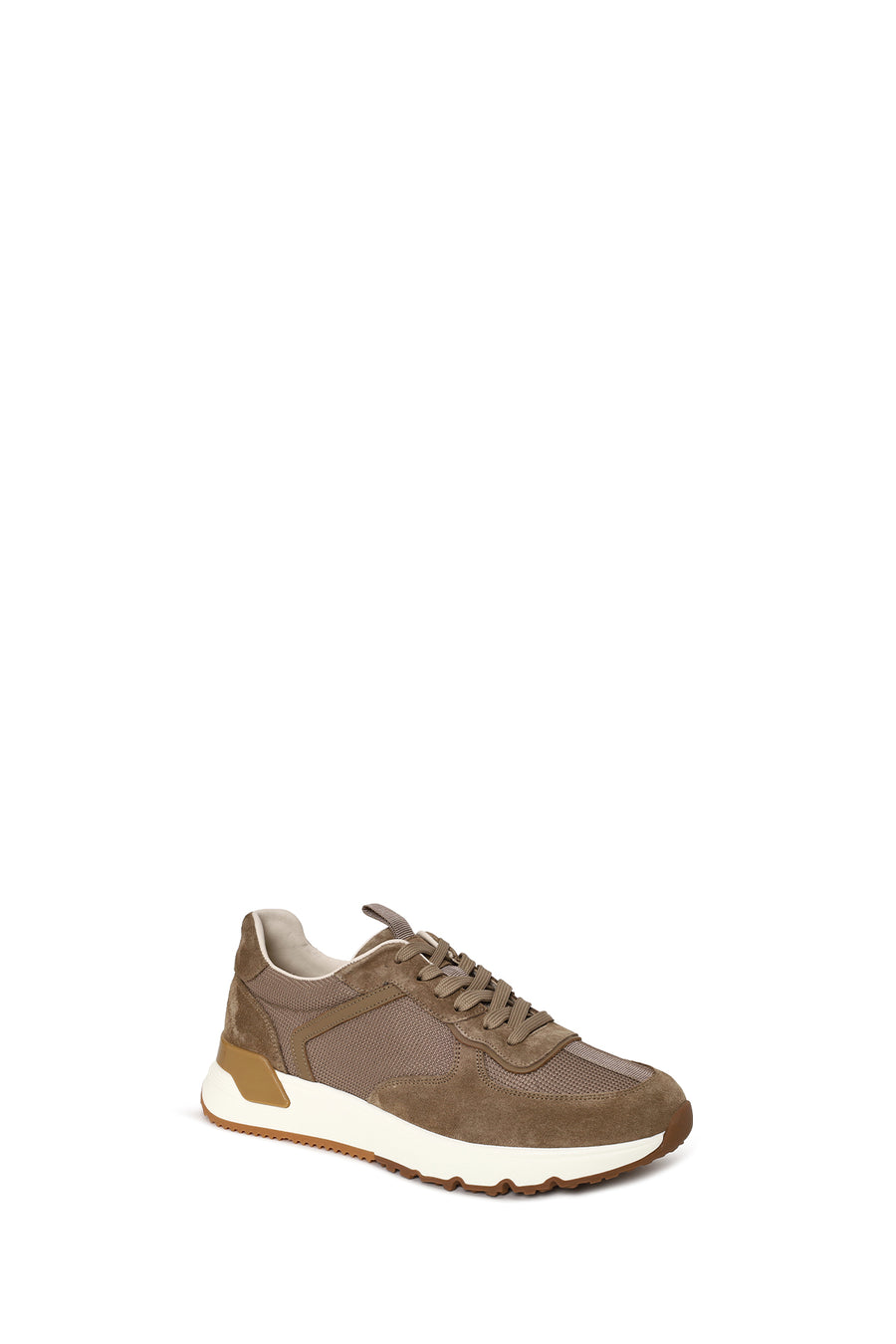 Male Brown Lace-Up Thick-Soled Leather Sneaker