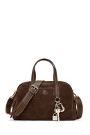 Woman Brown Long-Strap Suede Shoulder Bag | Derimod