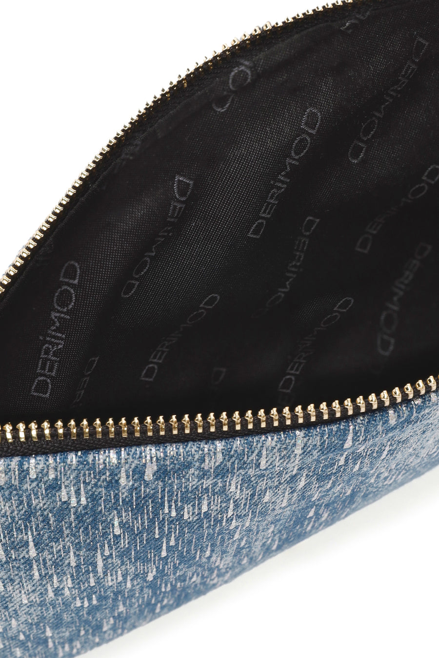 Women's Blue Long Chain Strap Jean Fabric Clutch Bag