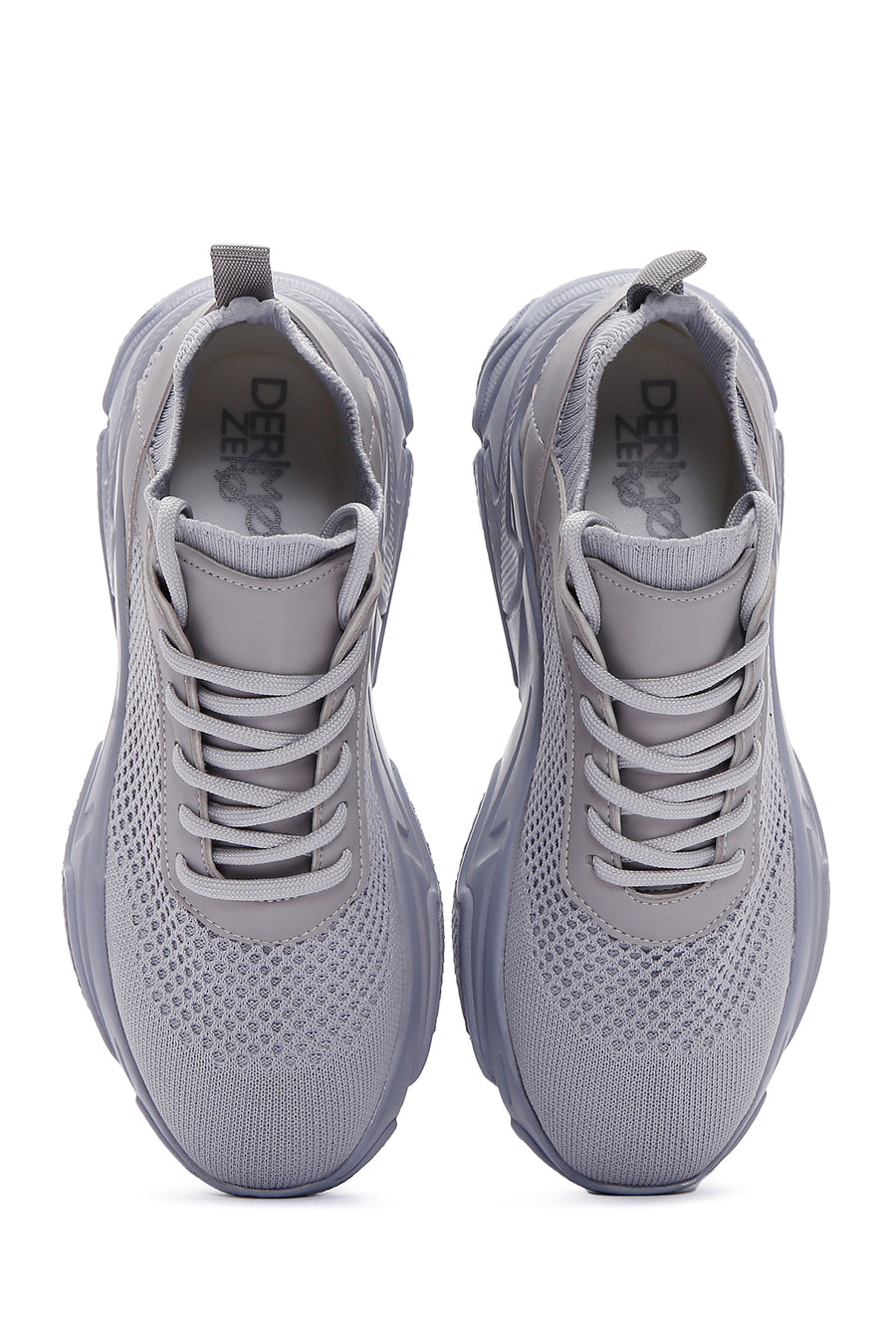 Kadın Gri Kalın Tabanlı Kumaş Sneaker