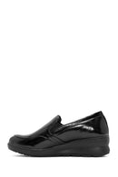 Women's Black Wedge Heel Patent Leather Comfort Loafer | Derimod