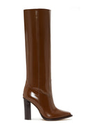 Kadın Kahverengi Deri Yüksek Topuklu Çizme | Derimod